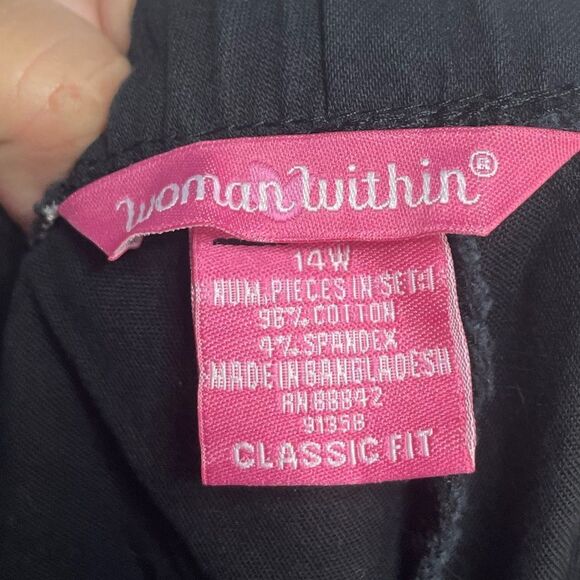 5 for $25🔥Woman Within Black Elastic Waist Classic Fit Shorts 14W - Picture 3 of 4